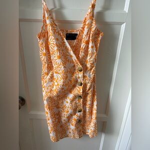 ASOS Orange & White Floral Wrap-Style Mini Dress